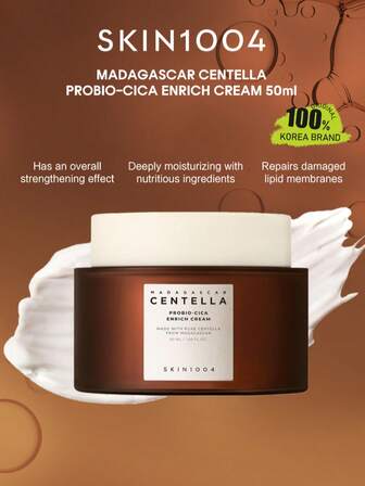 SKIN1004 CREMA ENRIQUECIDA PROBIO-CICA CENTELLA DE MADAGASCAR 50ml, Perla suave, Crema batida, Derretimiento refrescante, Escudo luminoso, Hidratación 24H, Piel post-procedimiento, Preparación para maquillaje, Rescate para climas secos, Rutina de alivio del estrés, K-Beauty, Maquillaje coreano, 50ml/1.69 Fl.Oz