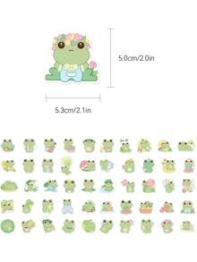 50 piezas de Pegatinas de ranas vibrantes para decorar fundas de teléfono, equipaje, patinetas, tabletas, pegatinas de garabatos para vacaciones - Multicolor - Ver 5