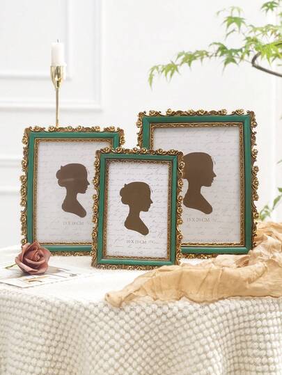 1 件树脂材质 3D 海棠图案家居装饰相框，矩形照片展示框，桌面舒适照片展示，适用于家庭照片装饰和摄影道具