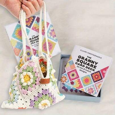 50 Granny Square Crochet Cards Set - Detailed Step-By-Step Instructions And Patterns, Exclusive To Handmade DIY Knitters, Perfect Gift For The Holidays!