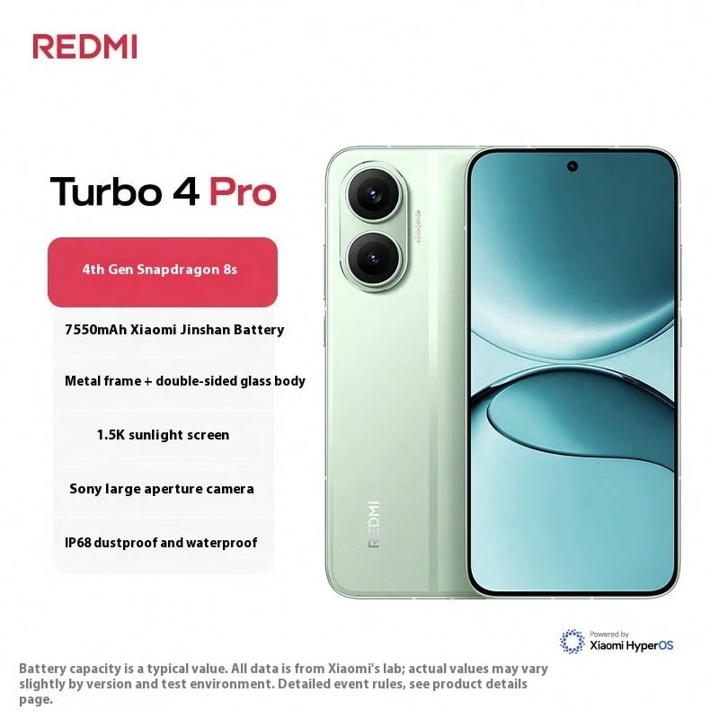 Xiaomi (MI) REDMI Turbo4 Pro, Trắng/Xanh lá/Đen/Vàng hồng, 12GB+256GB, USB Type-C - màu xanh lá - Xem 1