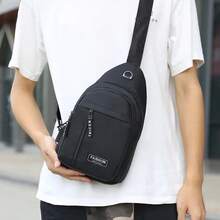 1pcs Multifunctional Chest Bag Men's Fashion  Oxford Cloth Shoulder Bag Korean Style Casual Waterproof Messenger Bag - màu đen - Xem 5