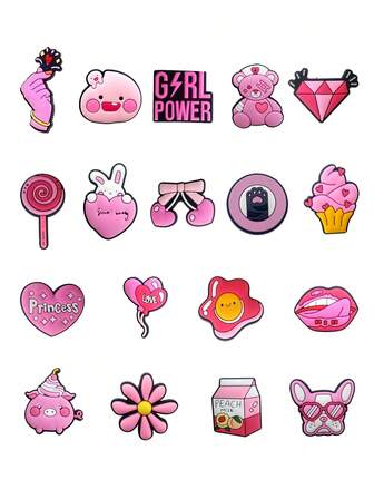 18Pcs Pink Pig Series Shoe Charms For Clogs Sandals,Shoe Decoration Premium Quality Popular Charms Accessories Great Gift For Teens Men Women And Adults