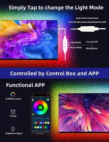 LED TV Backlights, 9.8 Ft USB Powered RGB Color Changing LED Strip Lights For 32-60 Inch TVs With Remote Music Sync Bluetooth APP Control - Màu mơ - Xem 11