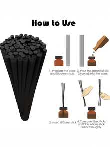 100pcs Odor Eliminating & Long Lasting Fragrance Diffuser Rattan Sticks, Scented Fiber Sticks For Indoor Use