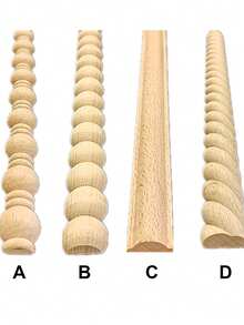 5pcs Bobbin Wood Trim Decorative Half Round Beaded Molding Sticks, Unfinished Bobbin Molding For DIY Decor, Cabinets, Furniture, Paneling, Board And Batten Projects - Multicolor - View 6