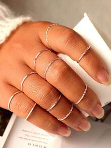 10pcs Minimalist Round Joint Knuckle Ring Suitable For Women's Daily Wear
