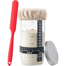 [Christmas Kitchen Recommendation] 24-Ounce Sourdough Starter, Glass Starter Set, Sourdough Starter Kit (Includes Feeding Tape With Date Marking), Thermometer, Cloth And Metal Lids, Silicone Spatula. - màu nâu - Xem 1