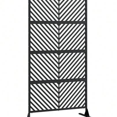 72" H * 40" W Metal Privacy Screen Freestanding For Outdoor Patio - Heavy-Duty Rust-Resistant Decorative Fence Panel | Weatherproof Design | Patio Privacy Screen, Black 90*180cm