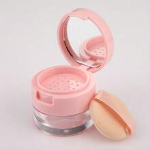 1pc Portable Makeup Powder Compact With Mirror, Sieve And Cover - Transparent Compact Suitable For Loose Powder, Mini Travel-Friendly Makeup Setting Powder Container