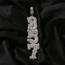 Customized Vertical Engraved Letter Pendant Brass Cubic Zirconia Necklace, DIY Name Pendant, Hip-Hop Style, Casual Wear, Comes With A Braided Chain - 刺刺 - 查看 5