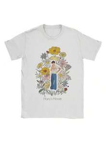 BREATHABLE COOL SUMMER Short SLEEs Ve Clothes Summer Wowomen Pure Cotton Vintage T-Shirt O Neck Tee Shirt Harrys Style Fruit Man With Flowers T Shirt 2 - trắng - Xem 1