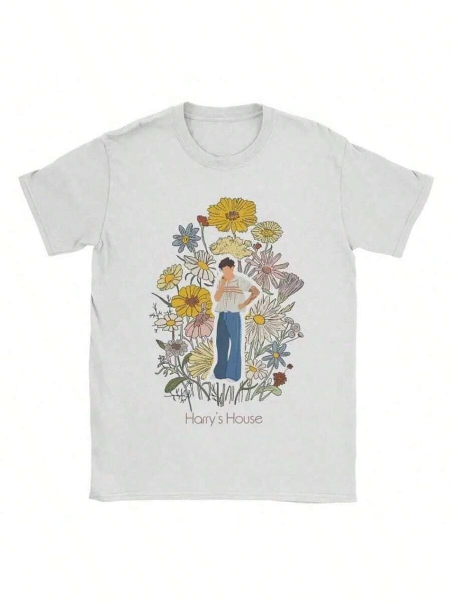BREATHABLE COOL SUMMER Short SLEEs Ve Clothes Summer Wowomen Pure Cotton Vintage T-Shirt O Neck Tee Shirt Harrys Style Fruit Man With Flowers T Shirt 2 - trắng - Xem 1