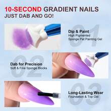 Ensemble de gel de peinture dégradé LIMEGIRL, 9 couleurs de vernis à ongles gel ombré pour ongles ombrés, ensemble de gel de peinture sans rinçage pour manucure française DIY, kit de vernis gel off pour salon et DIY nail art à la maison - Multicolore - Voir 6
