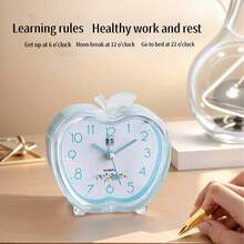 1pc Fashionable Creative Alarm Clock, Cute Crystal Handle Mini Clock, Candy Color Desk Decor, Silent Operation, Bedroom Bedside Wake Up Light Home Decor Room Decor