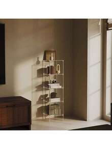 4-6 层亚克力透明书架，独立式角落储物架，适用于客厅、卧室、浴室、小空间