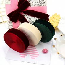 4.5m/Roll 6mm Width Single-Sided Plush, Velvet, Ribbon With Bow Knot For Gift Wrapping Valentines - Multicolor - View 9