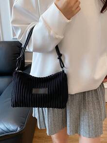 1 Stück Damen Cord Stoff Halbmond Umhängetasche, modisch retro vielseitig, geeignet für Einkaufen, Arbeit, Pendeln, Reisen