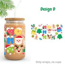 Christmas Cute Santa Gingerbread Cookie Gift Cozy Christmas UV Dtf Wraps For 16 Oz Glass Can Cup, Bookish Christmas Bookshelf Uv Dtf Cup Wraps For Glass Cup Bottle Tumbler Mug, Ho Ho Ho Cozy Christmas Winter Aesthetic Waterproof Uvdtf Cup Wraps For Laptop Diy Craft Decorations, Uv Dtf Decals Water Bottle Stickers