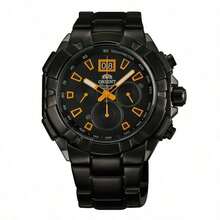 Orient Reloj de cuarzo para hombres Orient, FTV00006B0, acero inoxidable, esfera negra, adecuado para uso diario en un estilo deportivo y casual