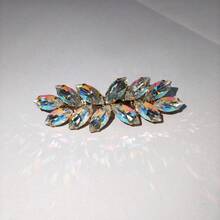 Presilha de cabelo dourada em formato de folha de cristal de luxo (iridescente/rosa roxo ombré), presilhas de garra, prendedor de cabelo, presilhas de cabelo