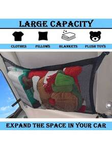 1pc Black Outdoor Hanging Storage Bag, Suitable For Car Roof Luggage, Clothing Storage, Can Be Used As Mesh Bag Or Car Storage Net Bag. - Multicolor - View 5
