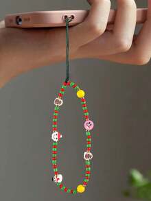 GO2CJBEADS 1pc New Fashion Christmas Mobile Phone Chain Lanyard For Women Simple Santa Claus Acrylic Beaded Phone Chain Beaded Keychain
