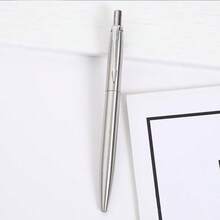 1. Caneta esferográfica prateada minimalista - Design portátil e escrita suave/Perfeita para estudantes e profissionais de negócios/Ferramenta de escrita essencial para escritórios e escolas elegantes/Recarga substituível