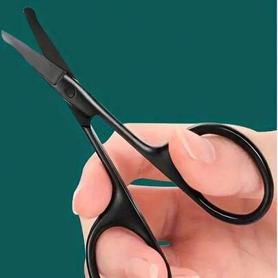 1件/2件装男女通用不锈钢鼻毛修剪器，圆头小剪刀，眉毛修剪工具，清洁剪刀