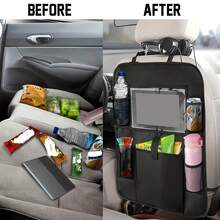 Car Backseat Organizer, Waterproof And Durable Car Seat Organizer Kick Mats Muti-Pocket Back Seat Storage Bag With Touch Screen Tablet Holder