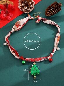 1pc Fashion Heart, Santa Claus, Reindeer, Gingerbread Man, Christmas Tree, Small Bell Pendant Women's Scarf Necklace, Creative Christmas Accessory Suitable For Parties And Decoration