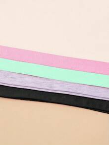 5pcs/Set Girls' Solid Color Soft Comfortable Lightweight Knit Fabric Long Sleeve T-Shirt And Pants Set, Autumn/Winter - Multicolor - View 5