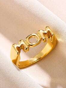 1 pieza Anillo personalizado con letras MOM DAD SIS en talla 6 7 8 de color dorado, regalo para el Día de la Madre, Día del Padre, Acción de Gracias - Amarillo Oro - Ver 4