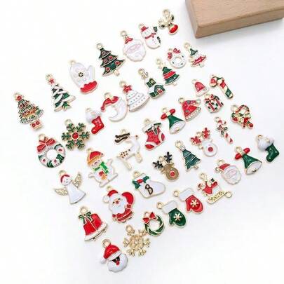 5 Pieces / 10 Pieces / 20 Pieces / 50 Pieces / Christmas Drip Oil Alloy DIY Accessories / Santa Claus / Snowman / Bell / Elk / Bracelet / Pendant / Christmas Tree Decoration / Accessory Parts / Christmas Small Gifts /