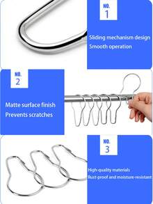 12/24/40/60pcs Decorative Gourd Shaped Curtain Rings, Extended Metal Hooks, Sliding Hooks, Open Rings Hooks, Shower Curtain Hooks - Bathroom Accessories - Multicolor - View 5