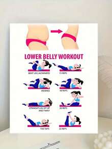 Lower Abs Workout Chart Print - Modern Health Awareness Poster With Exercise Guide, Frameless Design, 2d Flat Pattern, Paper Material, Perfect Wall Decoration For Home, Office Or Bedroom, Fitness Accessory, Ideal Room Decoration