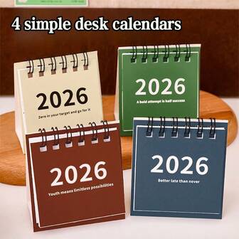 4 Mini Desk Calendars For 2026, Simple Desk Calendar, Monthly Calendar, Check-In Countdown Plan, Creative Desktop Ornaments, Mini Portable Calendar, Desktop Ornament Check-In Plan, Mini Desk Calendar