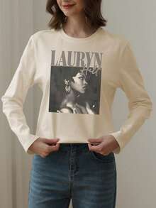 1pc Girls Casual Printed Crew Neck Long Sleeve T-Shirt, Autumn Student Young Clothing Top - This Eye-Catching T-Shirt Will Definitely Make The Kids Smile