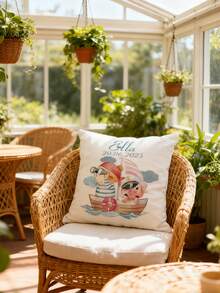 Personalized Pillowcase With Name And Date, Romantic Whale Hot Air Balloon Design, Wedding Gift, Soft Zipper Bedroom Decoration