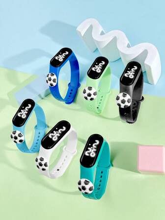 6pcs/Set M3 Sports Football Touch Screen LED Electronic Watches, Fashion Versatile Outdoor Sports Suitable For Teenagers Boys Girls, Convenient To Wear, Birthday/Holiday Gift For Brothers, Classmates, Friends