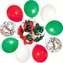 72 globos navideños - 12 pulgadas, 10 pulgadas rojos, verdes, blancos con patrones de copos de nieve y lunares, ideales para fiestas navideñas, cumpleaños y celebraciones de Año Nuevo, material de látex, sin necesidad de energía, globos navideños adecuados para Navidad, cumpleaños, boda, bautizo, aniversario, Día de San Valentín - sin necesidad de energía - Multicolor - Ver 4