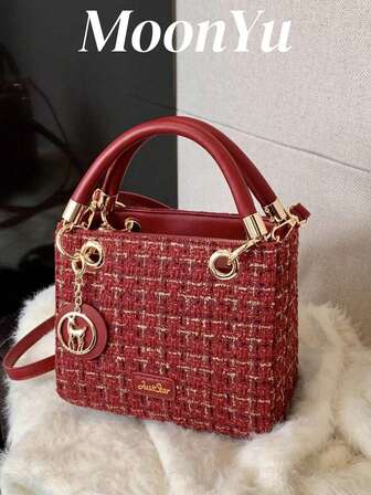 Women's Handbag Fancy Wine Red Christmas Gift Bag Large Capacity Shoulder Bag, Bags Ladies Elegant, Best Christmas Gifts Ever