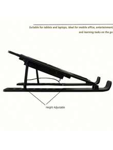 Adjustable Height Tablet & Laptop Stand With Cooling Blue LED Light, Ergonomic Neck - Friendly Design, Portable For Live Streaming, Study & Office, High - Quality Materials, Universal Device Holder