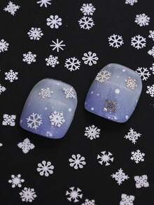 6件套圣诞雪花美甲装饰，3D金属薄片霜花美甲亮片，DIY珠宝美甲装饰，冬季圣诞新年美甲配件 - 彩色 - 查看 10