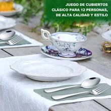 60+1Cubiertos de Acero Inoxidable Juego de Cubiertos de Acero Inoxidable para 12 Personas Porta Cubiertos De Cocina Con Cuchillos para Carne, Cucharas, Apto para Lavaplatos, para Hogar, Restaurante - Pago - Ver 8