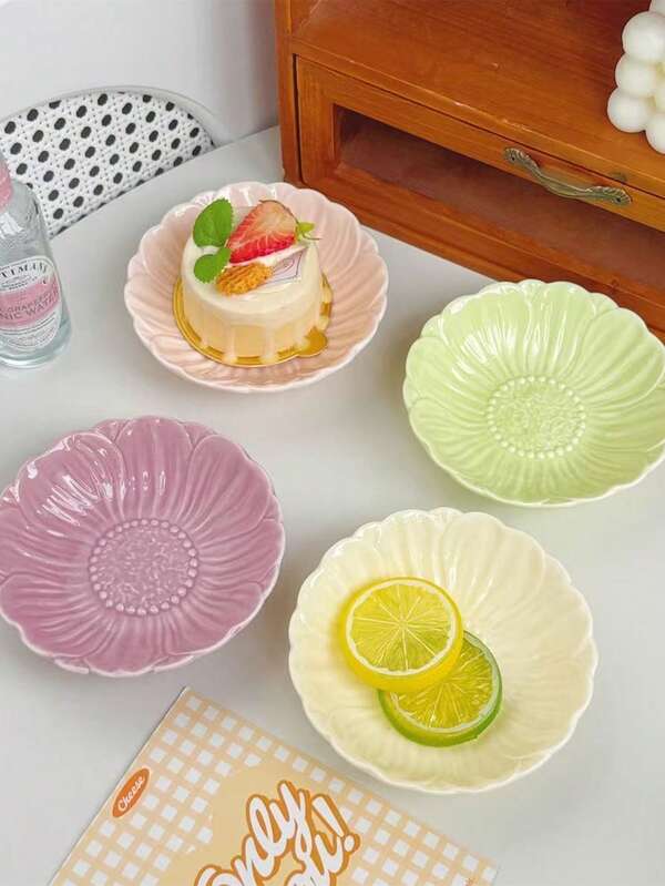 1/2/4/6/8 Stück Blumen Dip-Sauce Teller, kleine runde Teller für den Heimgebrauch, Vorspeisen Teller, Kuchenteller, Snack Teller, Lebensmittel Tabletts für Dips, Sushi, Ketchup, Grillen, Partys, Dipschalen, Sojasauce Teller, Keramik