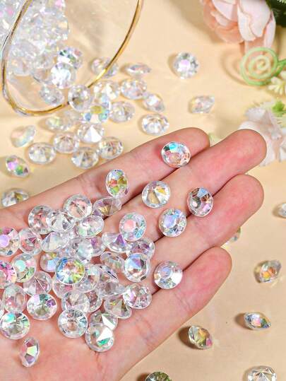 150pcs 8mm(0.315in) Acrylic Diamonds, Wedding Decoration Acrylic Diamonds, Desktop Decoration Diamonds, Vase Fillers, Party Decorations, DIY Decorations