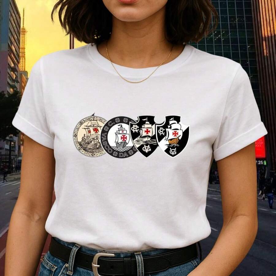 Women's Vasco Symbol T-Shirt New Release 100% Cotton Yarn 30.1 - 白色 - 查看 1