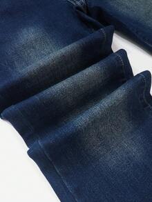 Women's Stretch Blue Low-Rise Flared Jeans, Y2K Fashion Vintage Casual, 2026 Spring And Summer, New Year And Valentine. - Dark - View 10