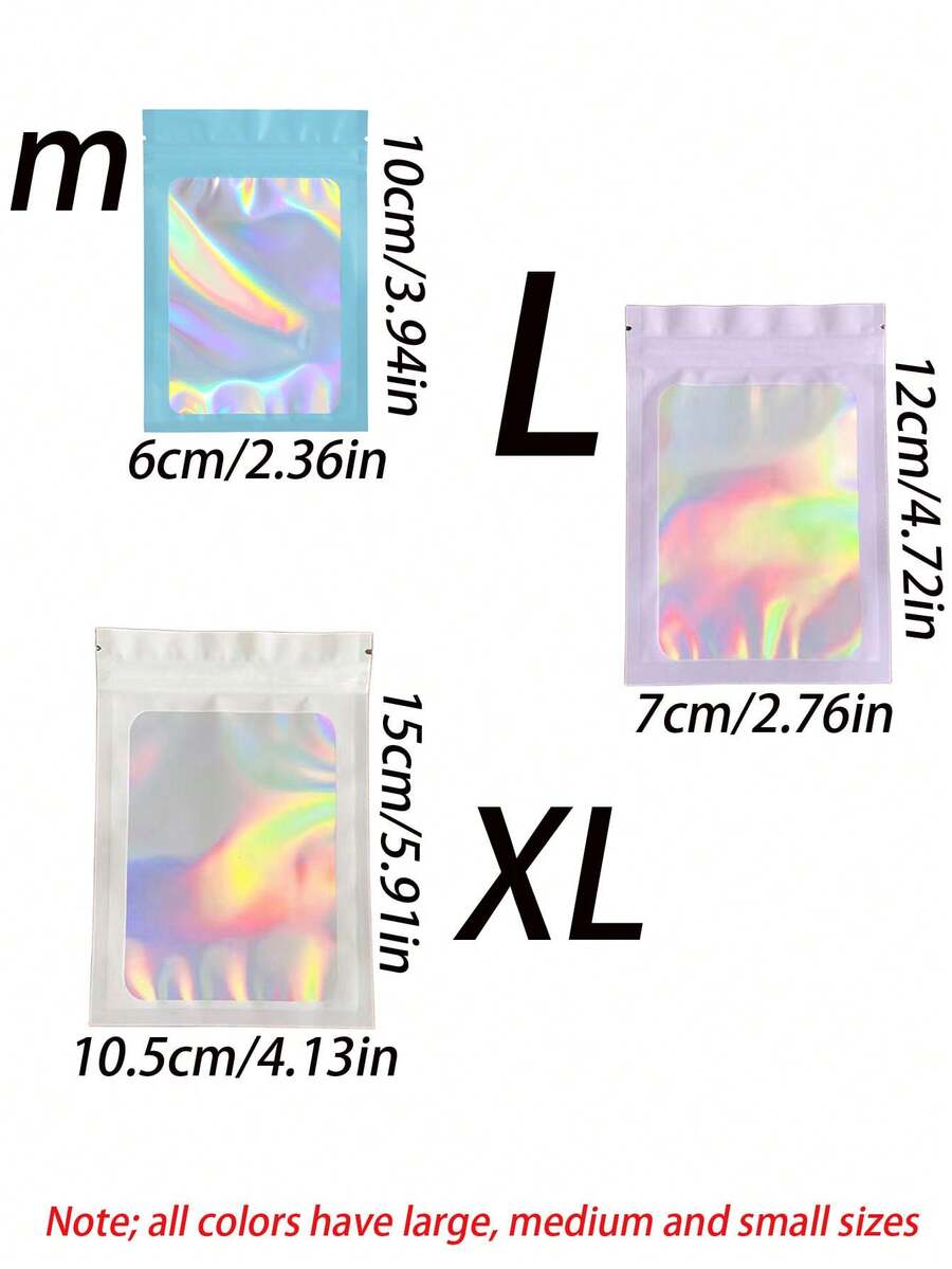 100/10pcs Transparent Window Jewelry Bags, Gradient Color Jewelry Sealing Bags, Reusable, Dustproof And Anti-Oxidation, Suitable For Rings, Earrings, Necklaces, Pendants And Other Jewelry, Jewelry Accessories Organization, Home Essentials, Holiday Gifts.